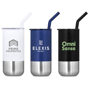 Kooshty Cheerio Stainless Steel & Plastic Double-Wall Tumbler & Straw – 480ml