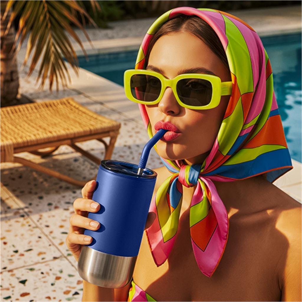 Kooshty Cheerio Stainless Steel & Plastic Double-Wall Tumbler & Straw – 480ml - Image 3