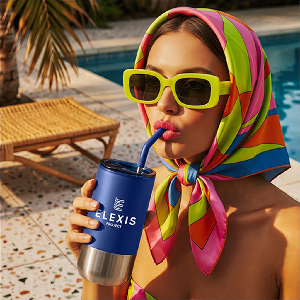 Kooshty Cheerio Stainless Steel & Plastic Double-Wall Tumbler & Straw – 480ml